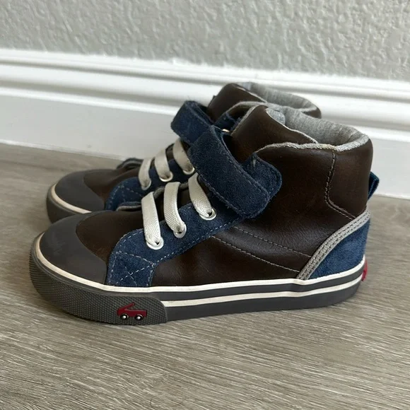 See Kai Run Shoes See Kai Run Dane Brown Leather Blue Suede